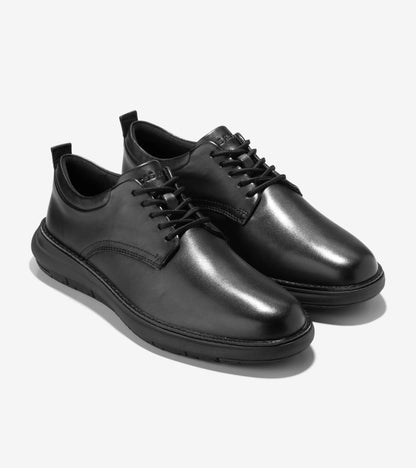 Cole Haan Grand Remix black leather Oxford shoes, three-quarter view