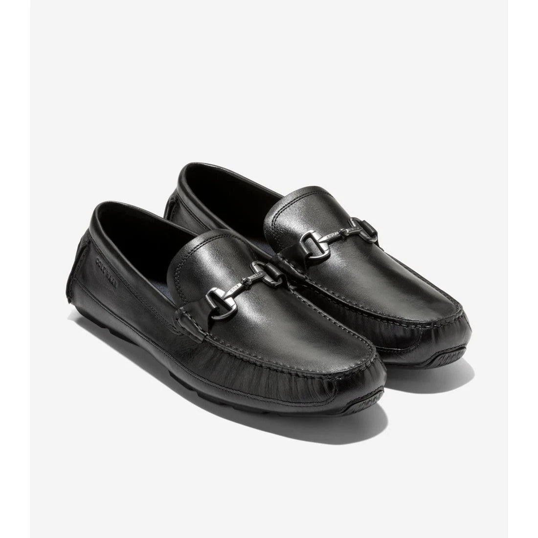 Cole Haan Hutchison Grand black leather bit driving loafers, three-quarter view