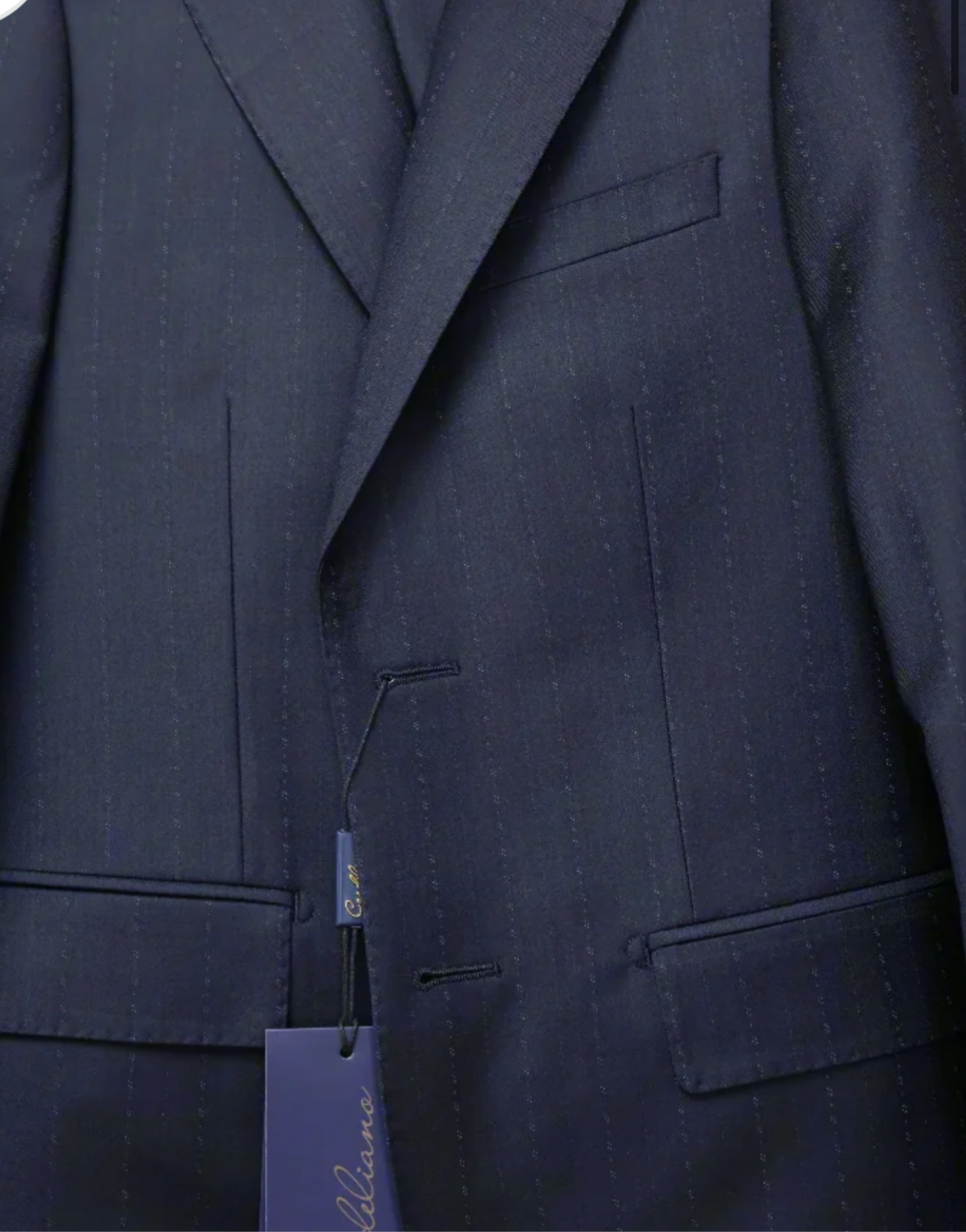 Cardeliano Men’s Navy Wool Suit-Dotted Pinstripes Purple CAE1-9500