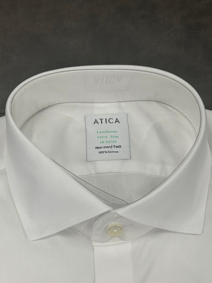 Atica Mens Green Line French Cuff Londoner Cotton White Shirt