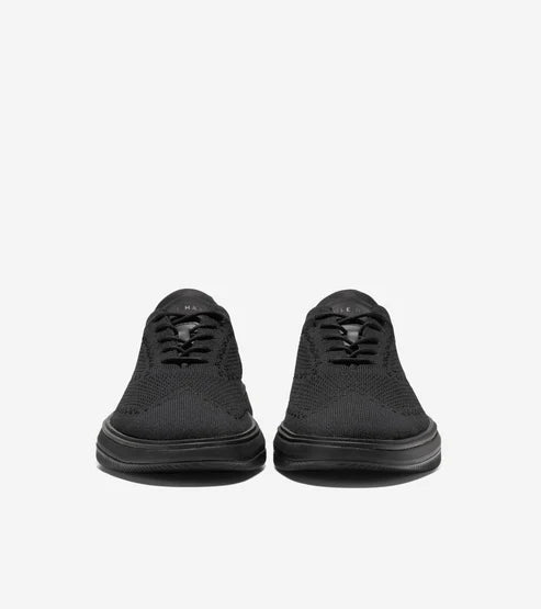 Front view of Cole Haan Grand Phaze Laser black Oxford shoes