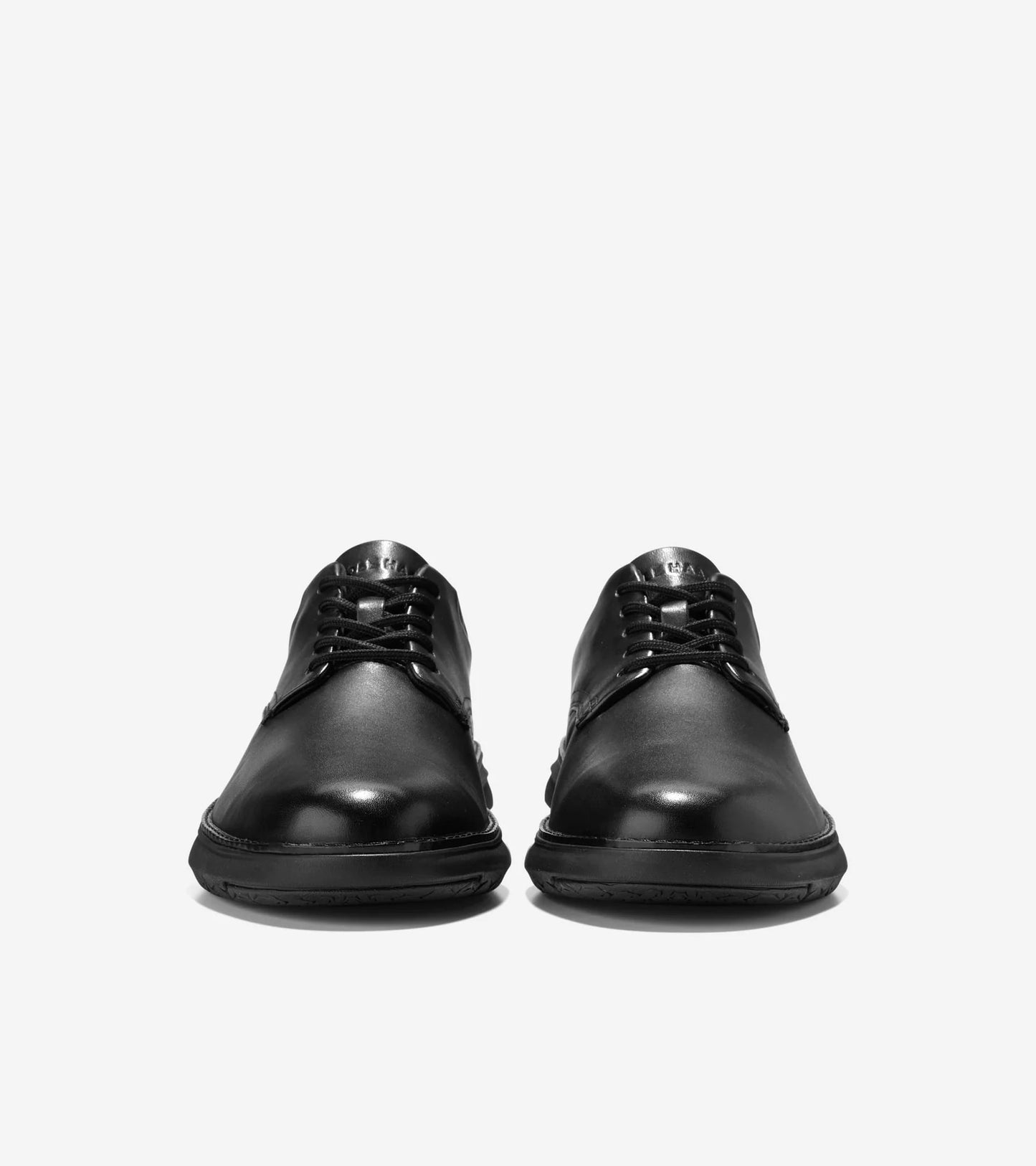 Front view of Cole Haan Grand Remix black Oxford shoes