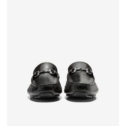 Front view of Cole Haan Hutchison Grand black leather driving loafers