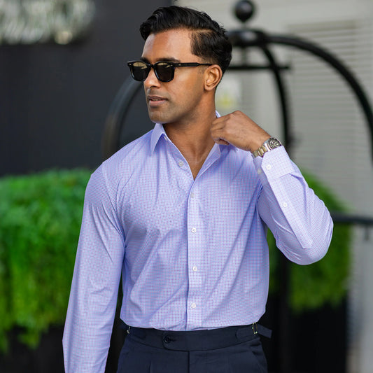 Collars & Co Long Sleeve Lavender and Blue Multi Gingham Shirt