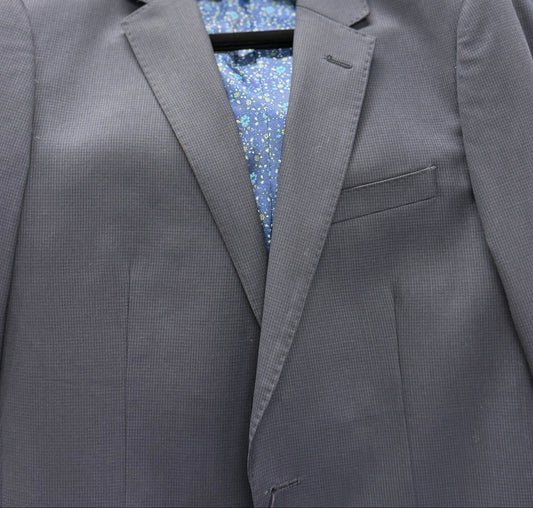 Boys Wool Jacket Navy Grid Centrion 18 slim 10175-020-1