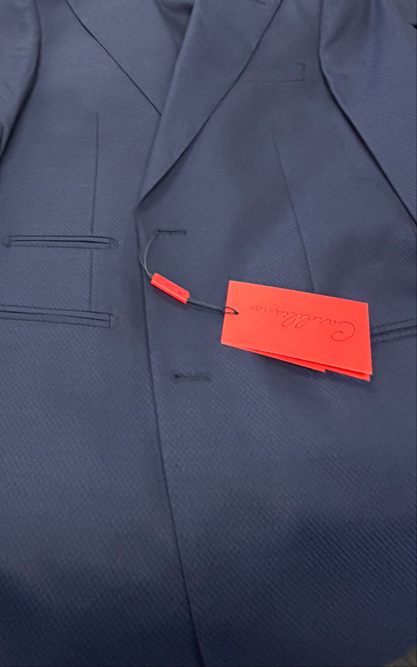 Cardeliano Mens Navy Wool Slim Fit Boys Suit Set – Formal Dress Suit with Mini Diamond Grid GSFA226803