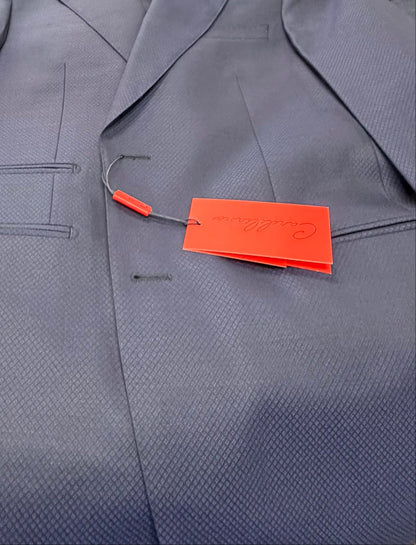 Dark navy suit with mini diamond design besom pockets 