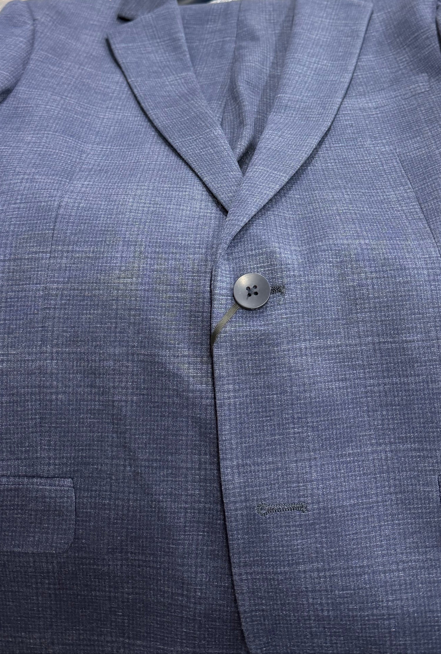 Steel Blue Plaid stretch jacket front view