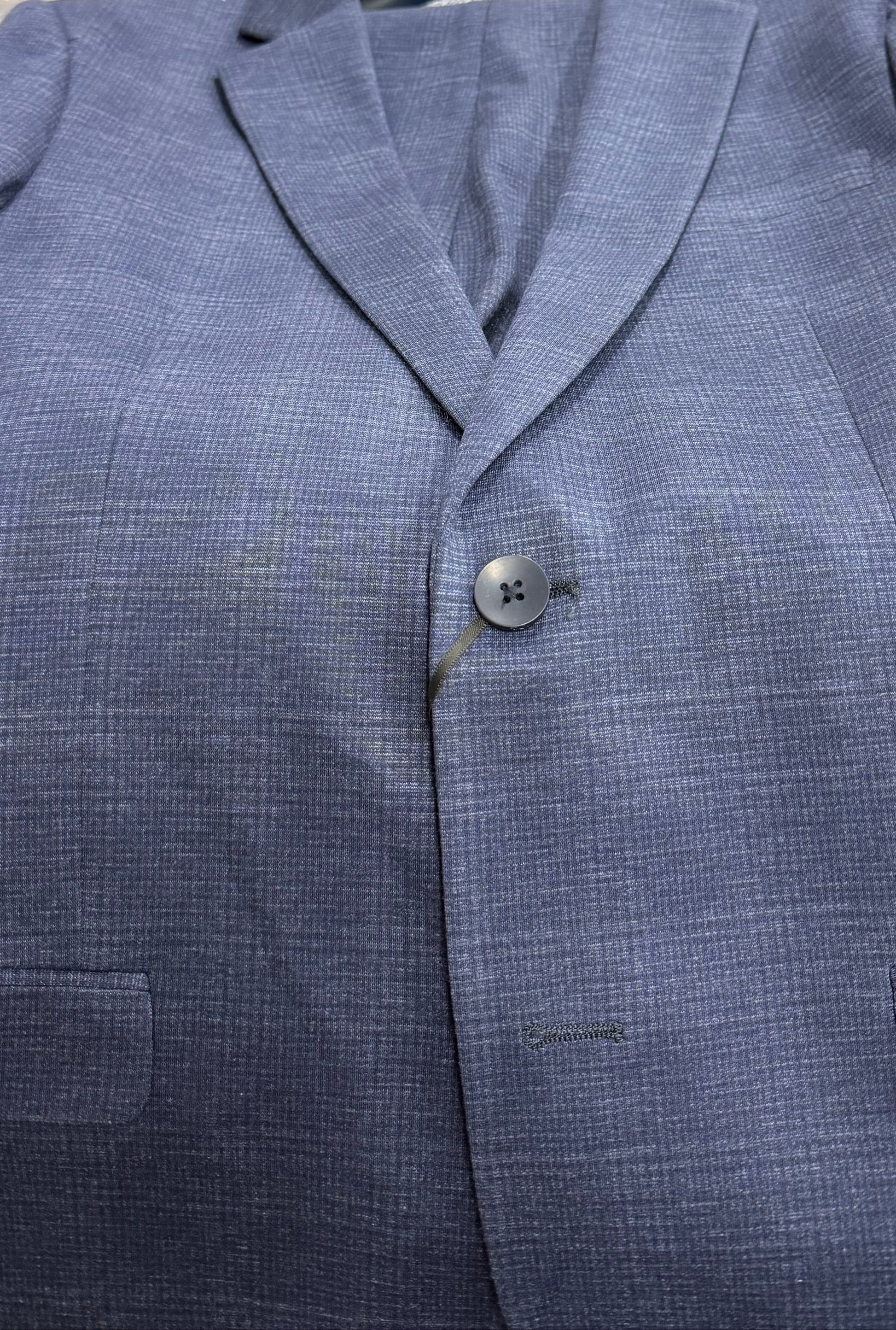 Steel Blue Plaid stretch jacket front view