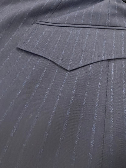 Slim fit boys navy pinstripe suit pocket flap detail