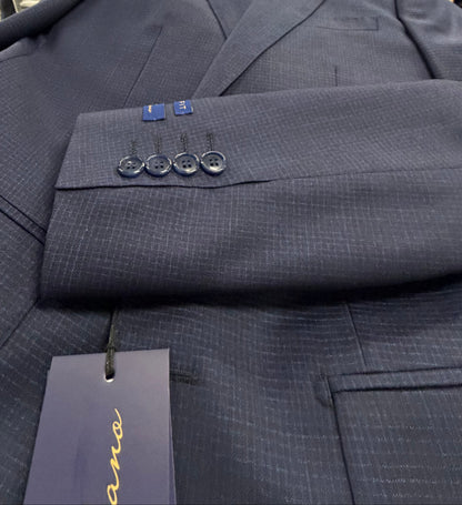 Navy suit jacket sleeve with buttons