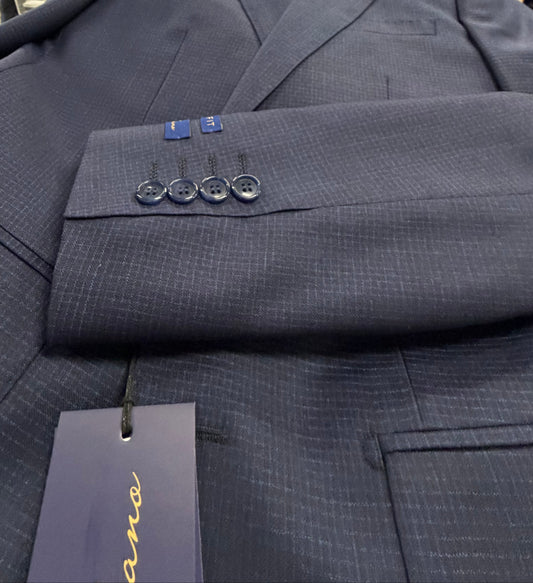 Navy suit jacket sleeve with buttons