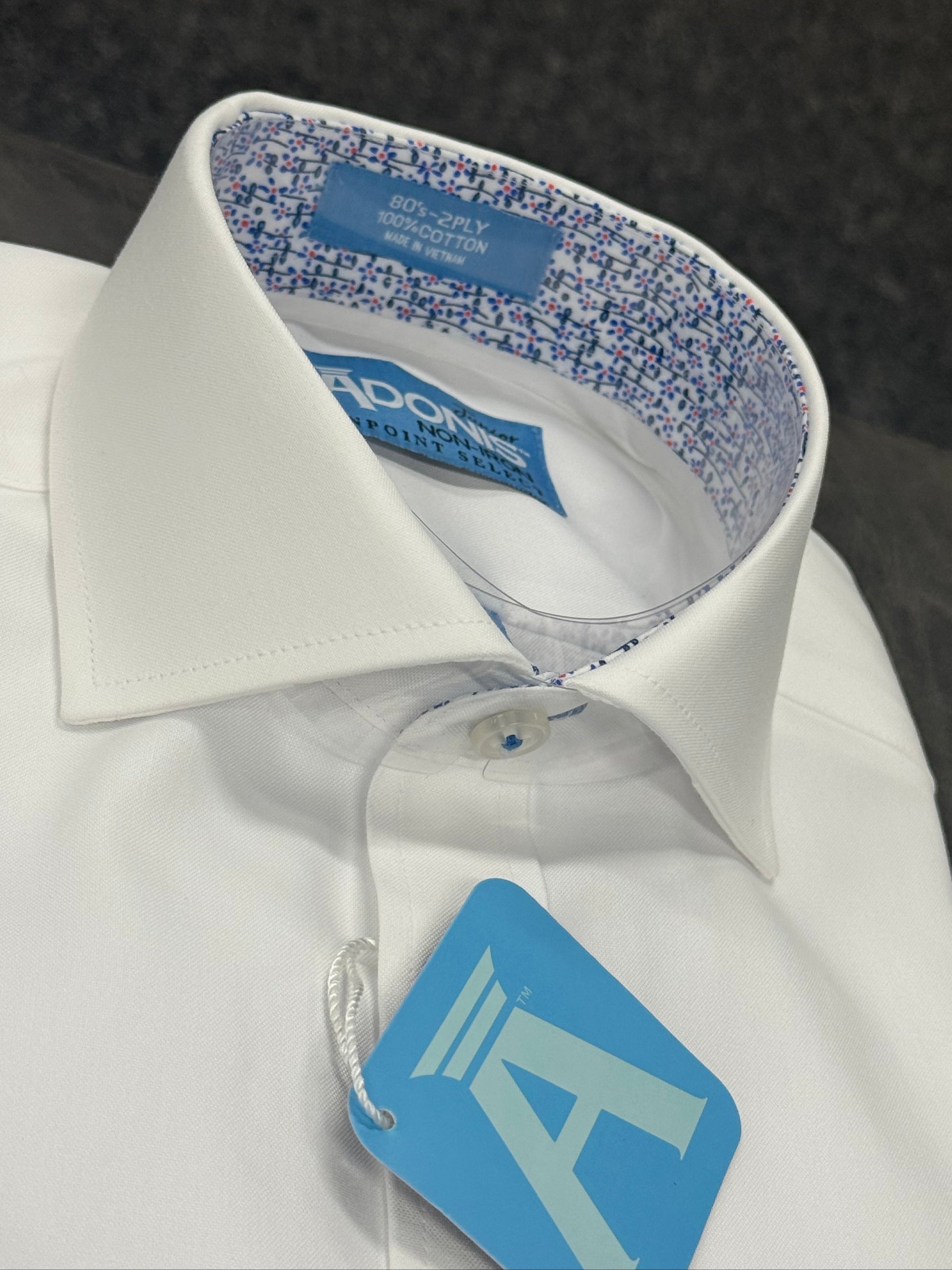 adonis dress shirts Adonis Boys Cotton/Poly Easy Care Signature Twill White Short Sleeve Dress Shirt White / 14 Slim
