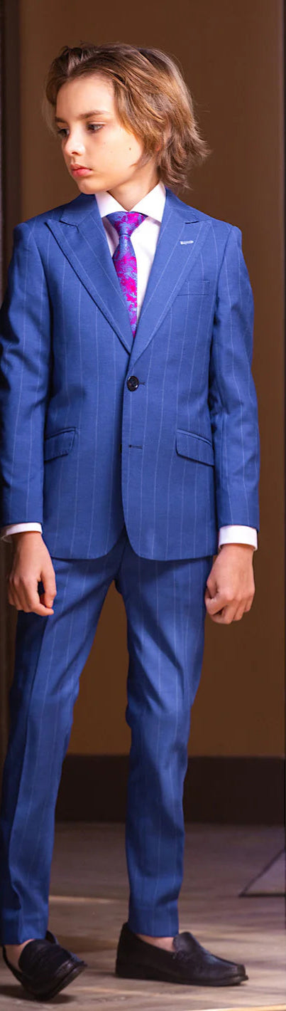 Boys TO Blue TR Suit Peak Lapel Pinstripe Design