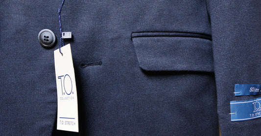 T.O. Boys Navy Basic Stretch Suit-Glen Check Patterned 