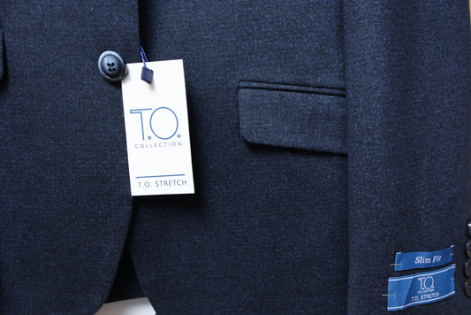 TO Boys Blue On Black Basic Stretch Suit-Intricate Weave 