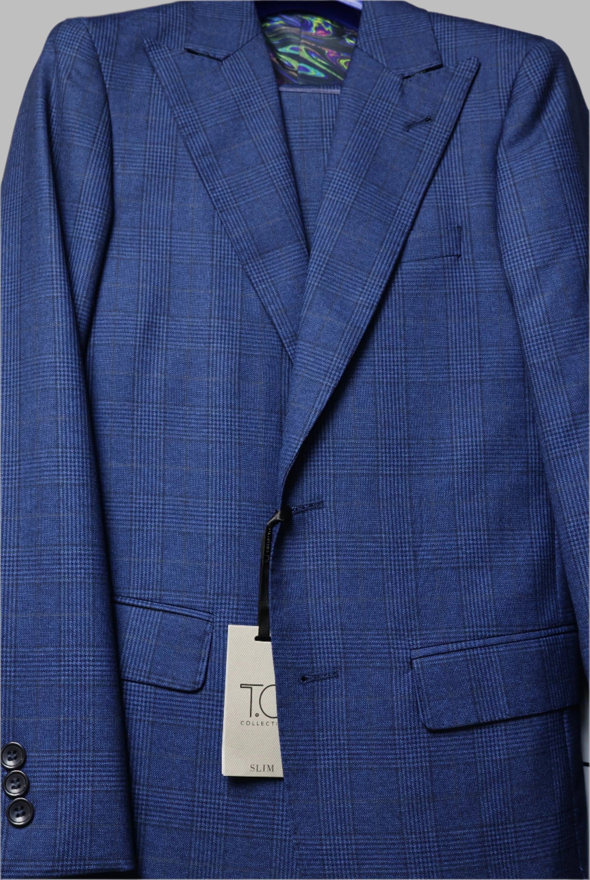 TO Boys Blue TR Peak Lapel Suit-Windowpane Pattern 