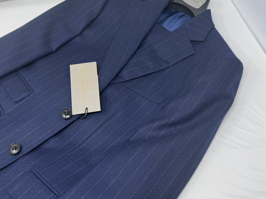 Boys Wool Suit Blue Pinstripes Cardeliano NOB29133