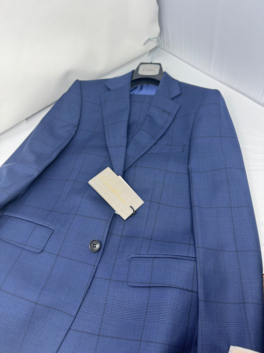 Boys Wool Suit Navy Plaid Cardeliano NOB2055