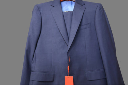 Joseph Bach Mens Blue On Navy Woven Wool Suit JB4A7761 