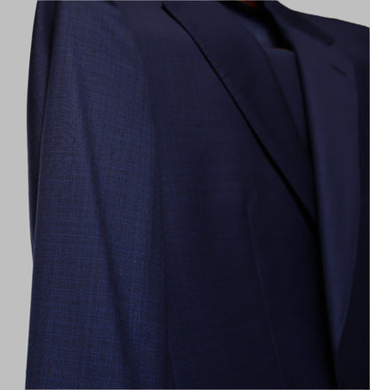 Cardeliano Mens Black Wool Suit-Blue Small Check Pattern 100-141