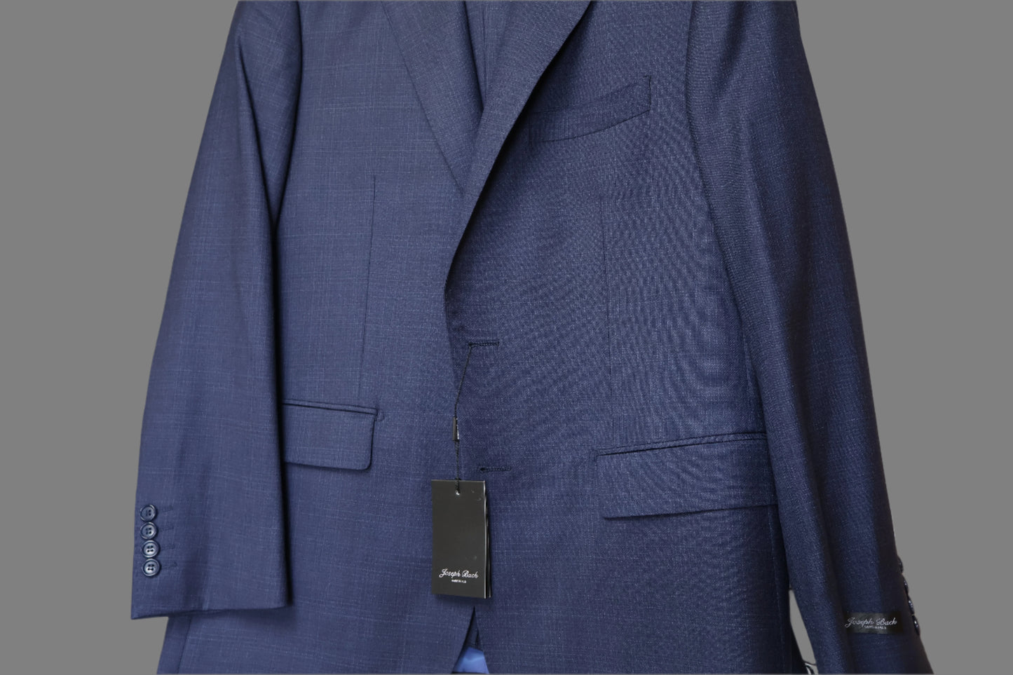 Joseph Bach Mens Navy Wool Suit-Subtle White Plaid JBE1-5002
