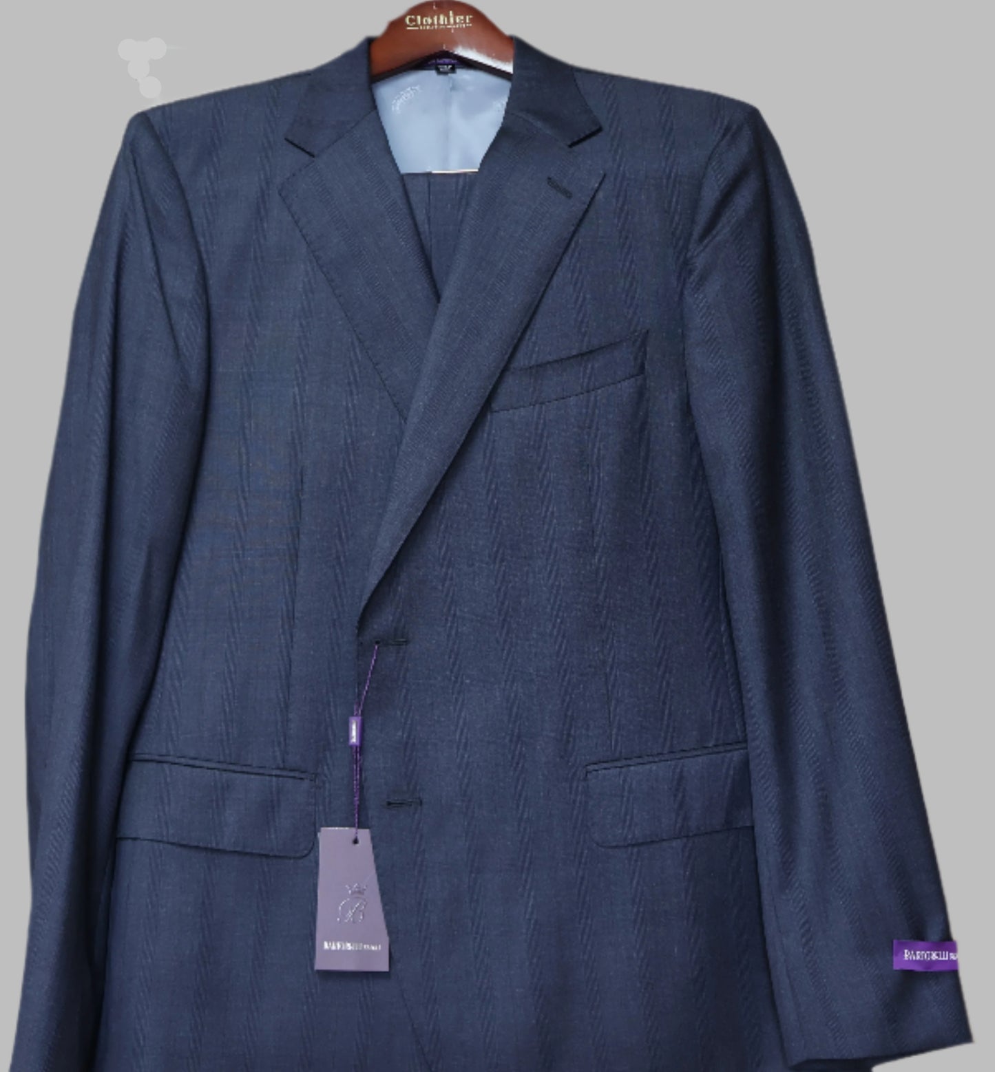 Bartorelli Napoli Men's Charcoal Wool Suit-Red Windowpane Pattern BA188739/3