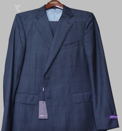 Bartorelli Napoli Men's Charcoal Wool Suit-Red Windowpane Pattern BA188739/3