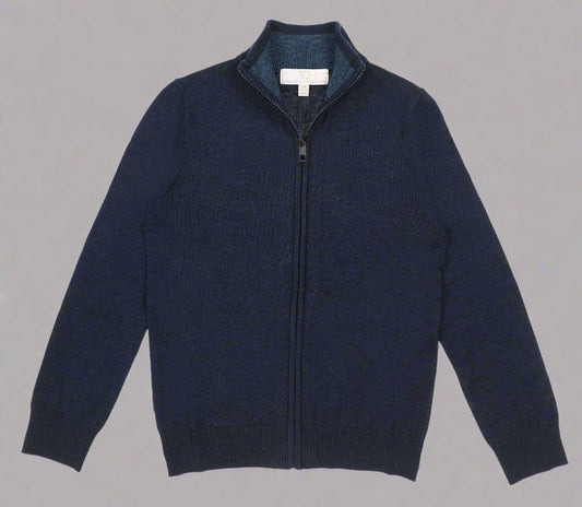 T.O. mens full zip Blue heather sweater