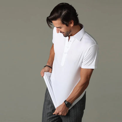 Collars & Co. Semi-Spread Collar Polo Shirt White