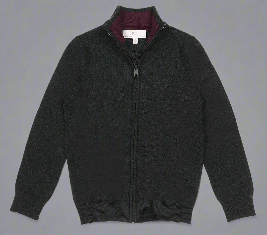 T.O. boys charcoal full zip sweater