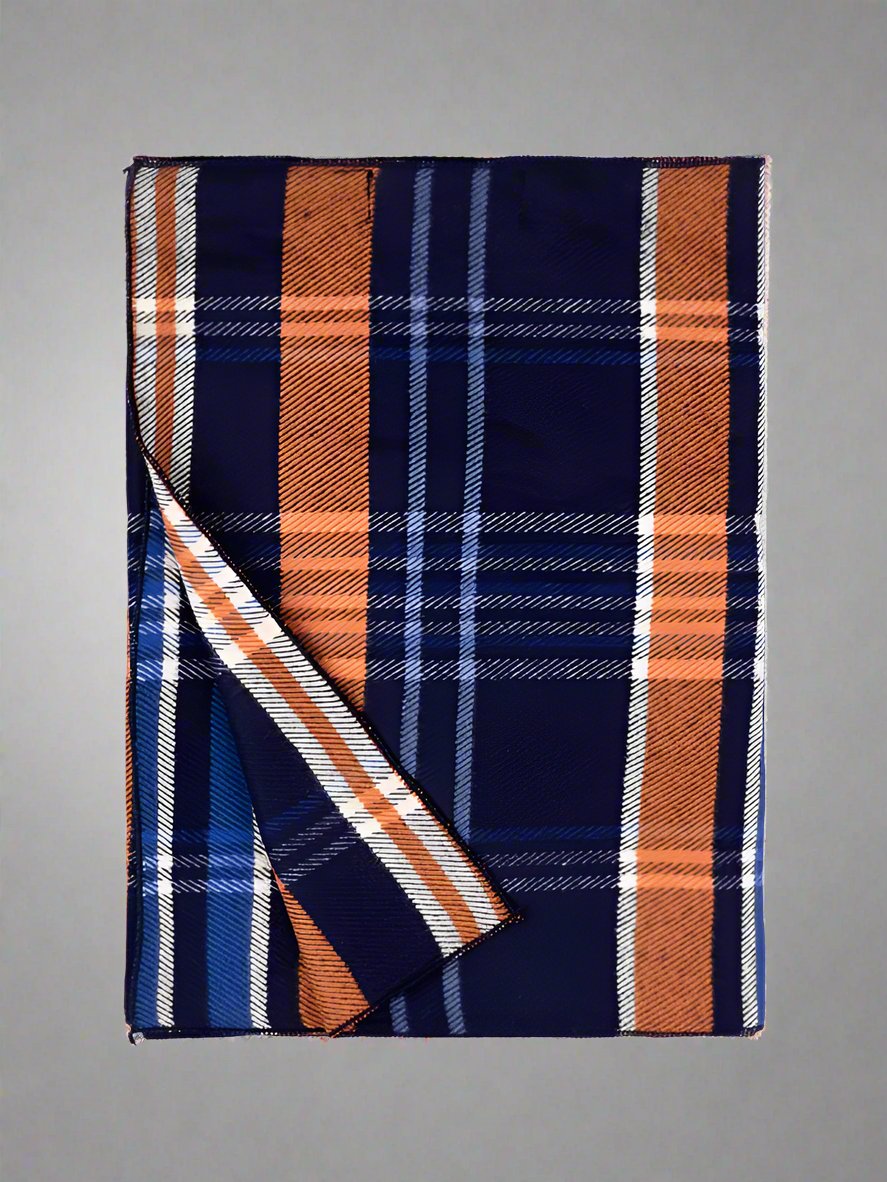 TO Blue Orange Plaid Scarf 