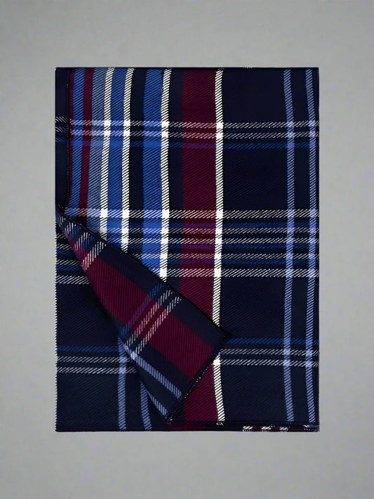 TO Blue Burgundy Plaid Scarf