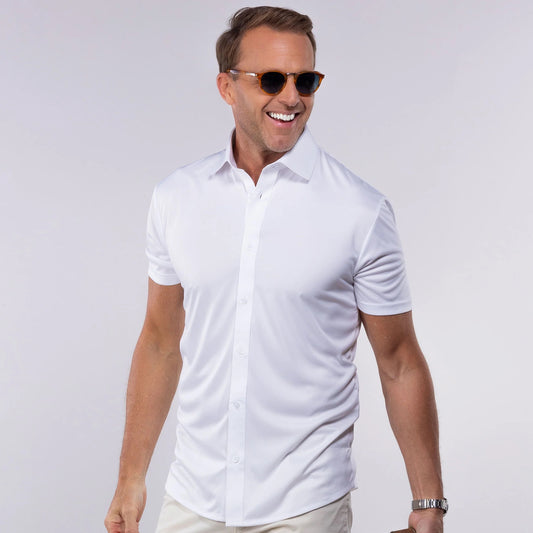 Collars & Co Short Sleeve Button Down White Shirt