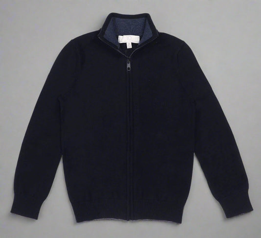 TO Men's Full Zip Navy Sweater