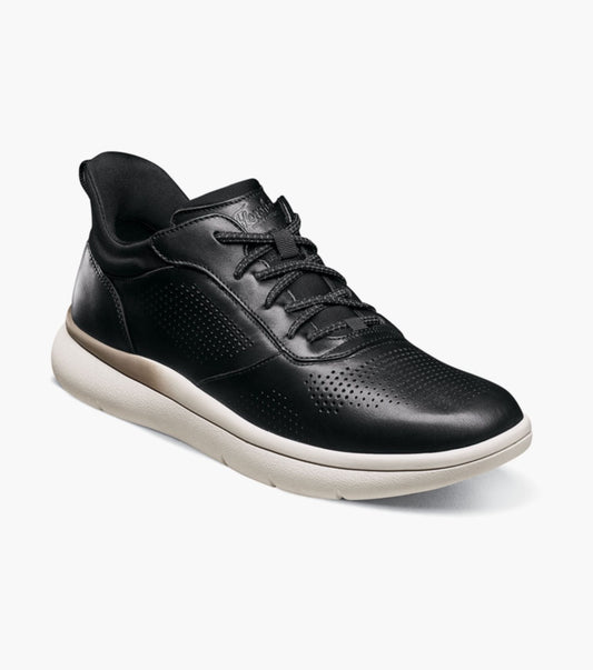 Mens Florsheim Slip On Sneaker FLEET Perf Toe Elastic Black Sneaker 14443-001