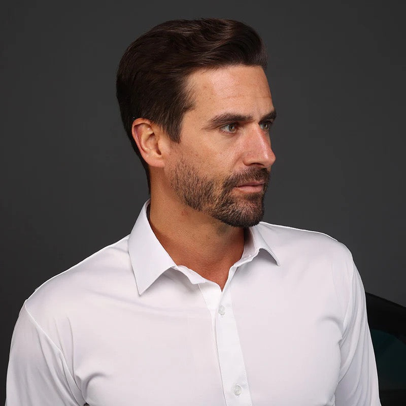 Collars & Co. Quattro Flex White Dress Shirt Semi Spread Collar