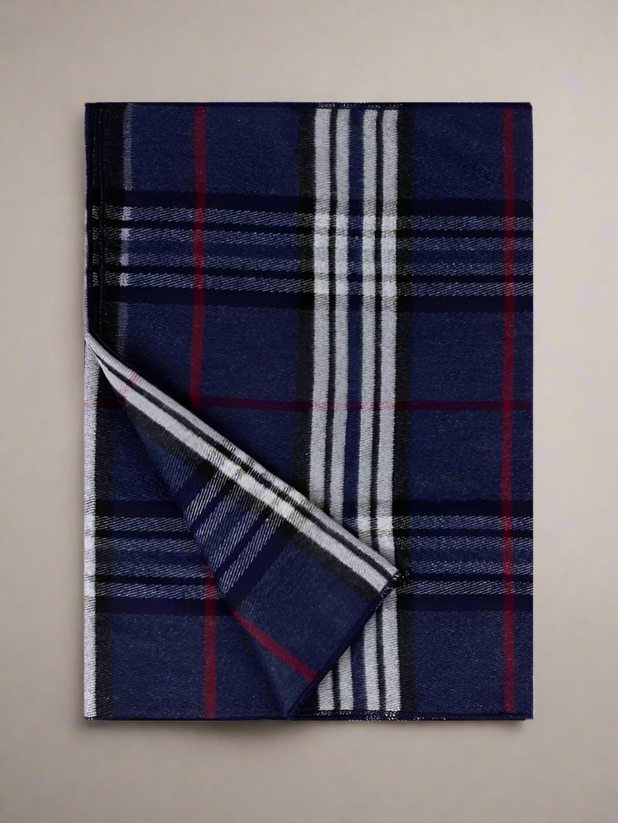 T.O. Blue plaid winter scarf