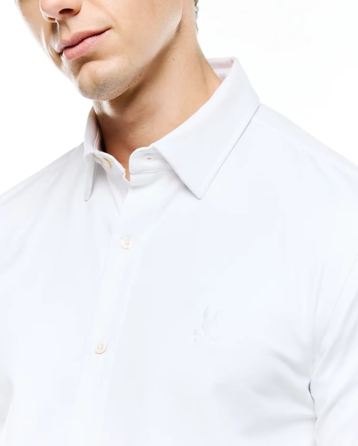 Psycho Bunny Jersey Knit Long Sleeve Shirt White Collar Detail