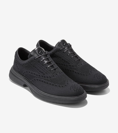 Cole Haan Men's ØriginalGrand CitySpectre Stitchlite Oxfords in black knit with lightweight cushioned sole