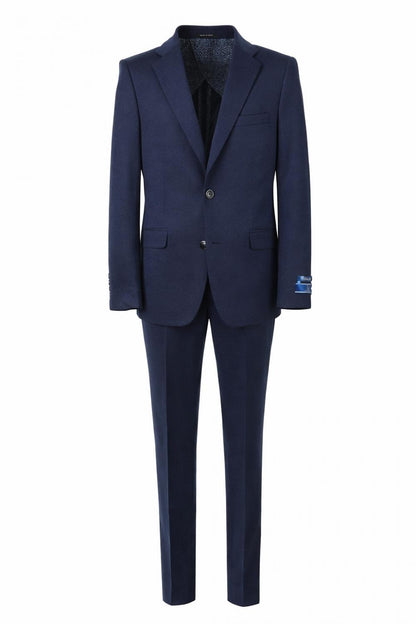 T.O Mini Navy Checkered Stretch Slim Boys Suit A6-500