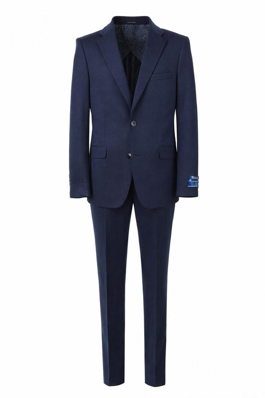 T.O Mini Navy Checkered Stretch Slim Boys Suit A6-500