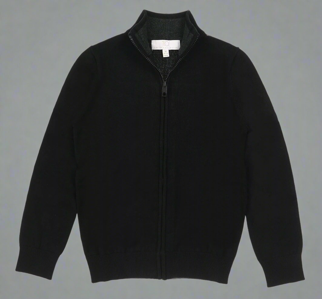 TO Boys Full Zip Black Sweater