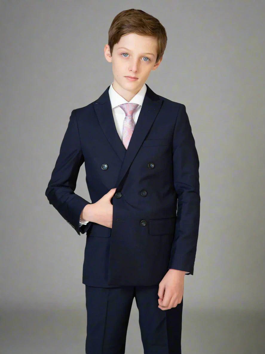 T.O. boys navy TR double breasted suit jacket 