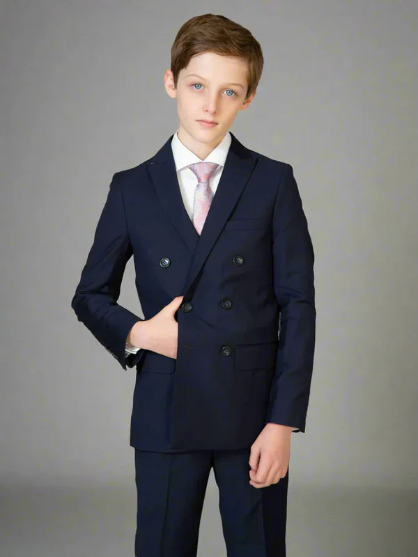 T.O. Boys Light Navy TR Slim Fit Double Breasted Suit