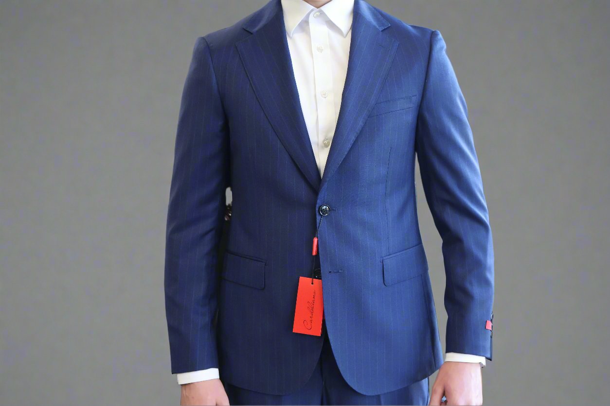 mens cardeliano wool Blue pinstripe suit