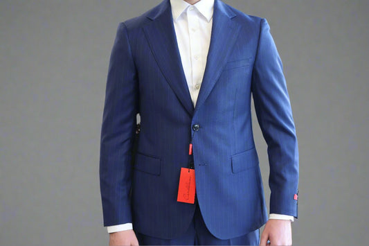 mens cardeliano wool Blue pinstripe suit