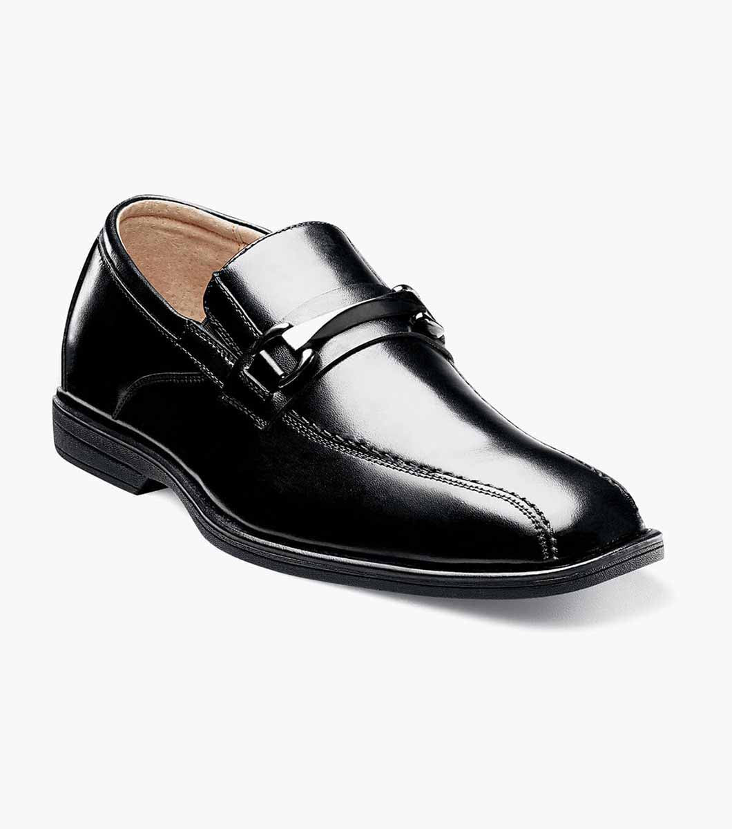 Florsheim Boys Black Loafers With Buckle BikeToe Bit 16540