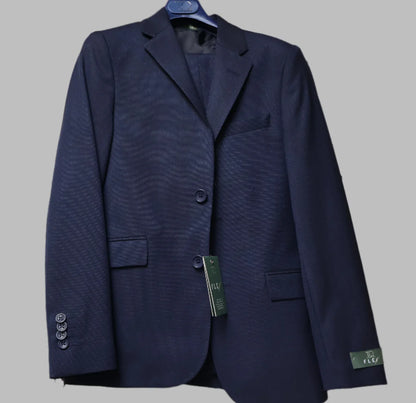 T.O. Boys Blue On Navy Flex Suit-Pinpoint Weave Flex-25-Slim Fit