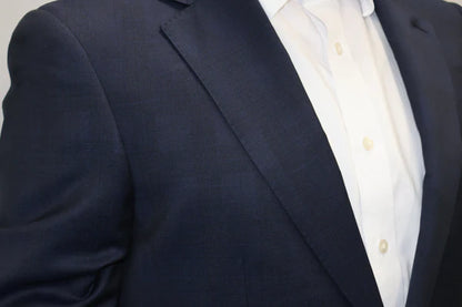 Cardeliano Mens Dark Blue Wool Suit-Navy Windowpane 